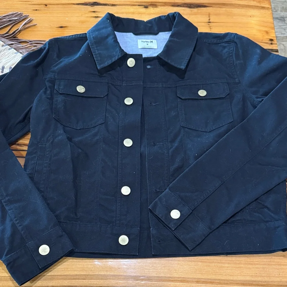 Hurley black/gold button Jean jacket - Picture 1 of 4